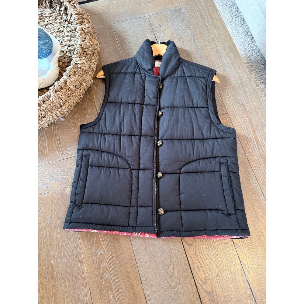 Xirena Reversible Hunter Puffer Vest Women Black Size M Floral Lined Zip Front